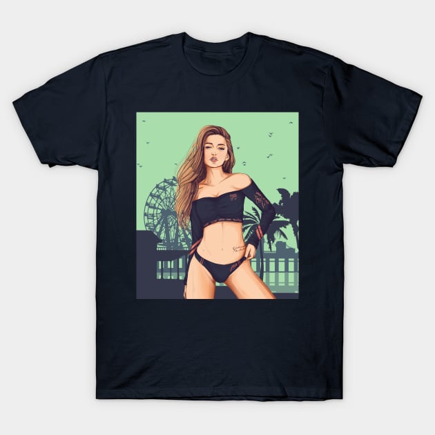 Girl Beach GTA V vibe T-Shirt by DenielHast